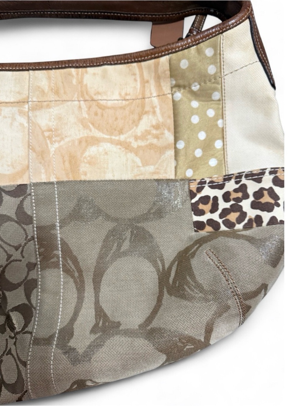 VTG Y2K Large Coach Patchwork Hobo Leopard Zebra Monogram Turn Lock w/ Hangtags - Picture 11 of 14